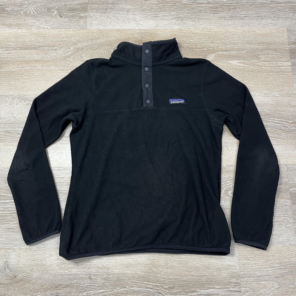 Patagonia Pullover Womens Small Black Snap-T Fleece Sweater Outdoors